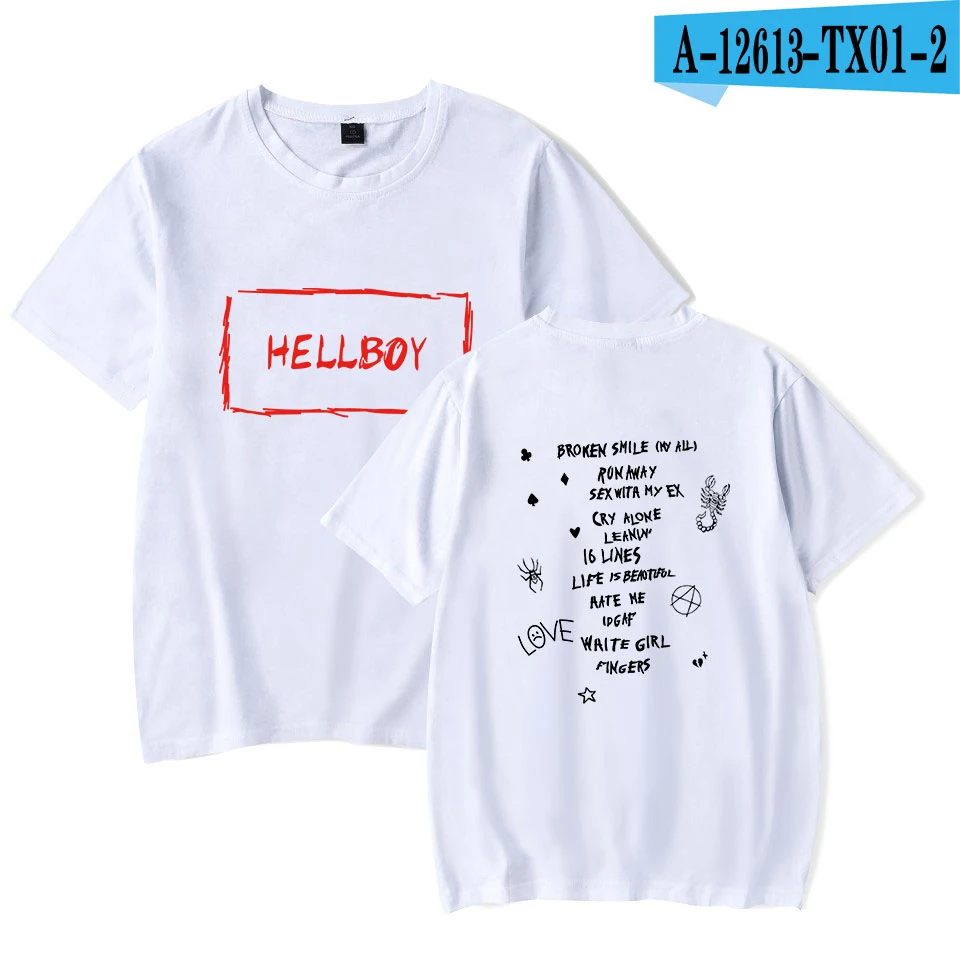 white tshirt Футболка Lil с открытым принтом, футболка с коротким рукавом для отдыха, белая хлопковая забавная летняя уличная одежда, Lil Peep Rapper Fan, Топ 4XL - Цвет: white tshirt