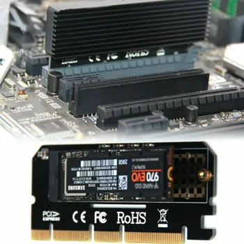 

aluminium alloy shell Led Expansion Card Computer Adapter Interface M.2 NVMe SSD To PCIE 3.0 X16