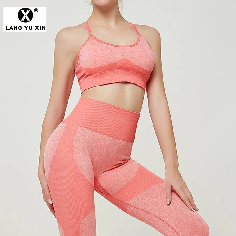 Women's  Workout High Waist Elastic Tight Hip Pants and Bras Sets Tummy Control Capris Leggings Gym Running Fitness Yoga sets