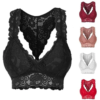 

New Ladies Lace Solid Color Hollow Underwear Tops Women Ladies Stretchy Plus Size Breathable Quick-drying Bras 2020 Ropa Mujer