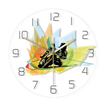 

Extreme Race Sports Motorcycle Lover Wall Art Hanging Clock Wall Watch Modern Non Ticking Wall Clock Decor Rider Racing Gift