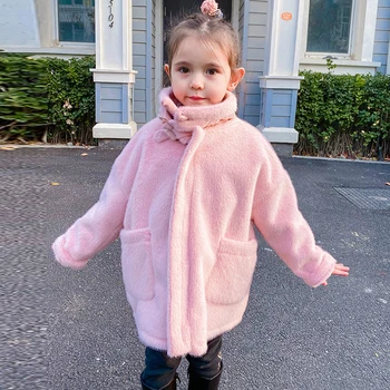 

Girls Fur Jacket for Children Tops Clothes 2020 New Baby Kids Jackets Warm Thicken Coat Solid Color Boys Faux Fur Outwear Coat