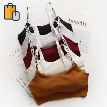 

New Women Strap Sports Bra Tank Tops Padded Camisole Elastic Cotton Wireless Tubes Tops