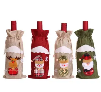

New Christmas Decorations Red Wine Bottle Cover Bags Santa Claus Gift Bag Champagne Wine Bag Xmas Hotel Decoration Wholesale