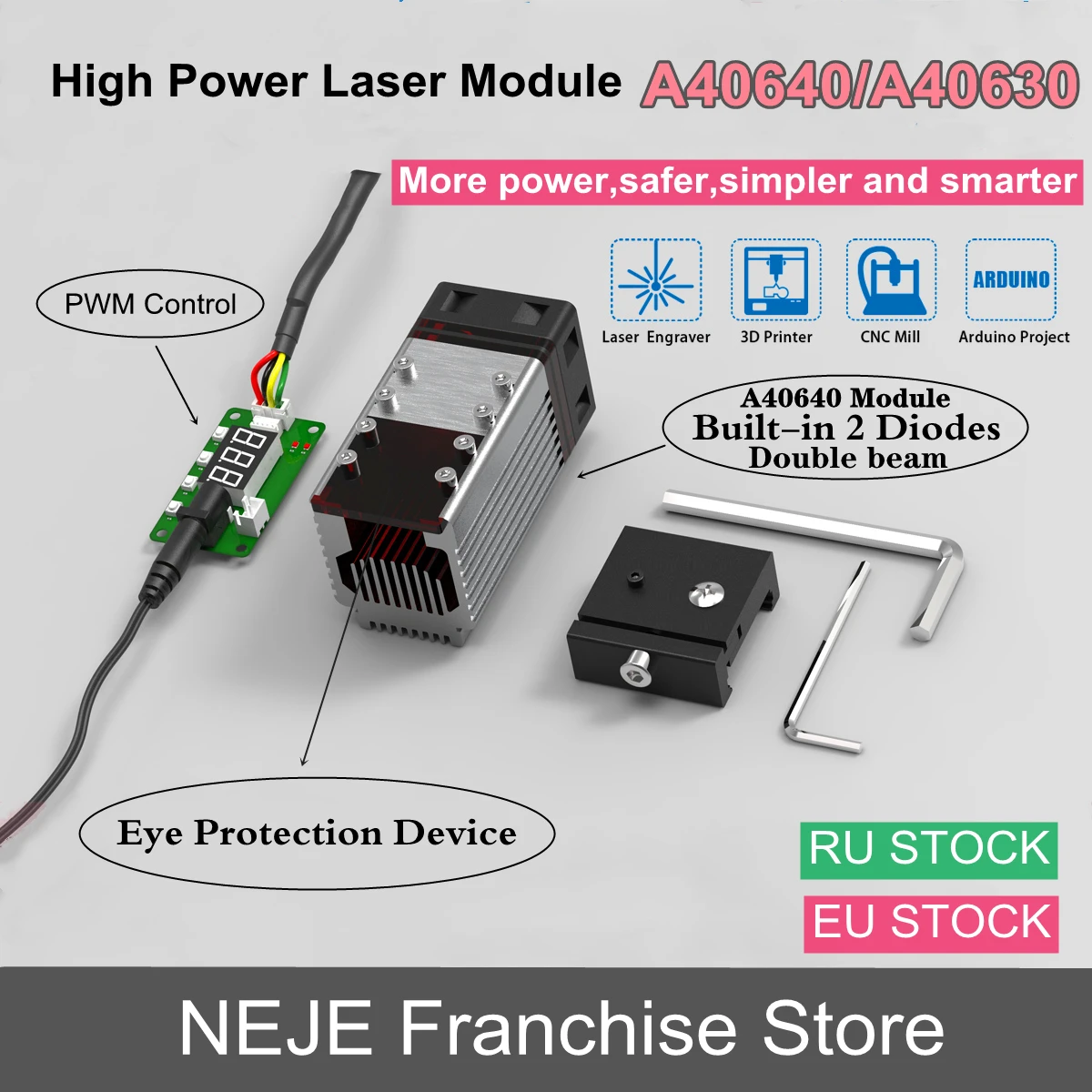 Наборы лазерных модулей NEJE A40630/A40640 450 нм TTL модуль лазерной головки с двойным