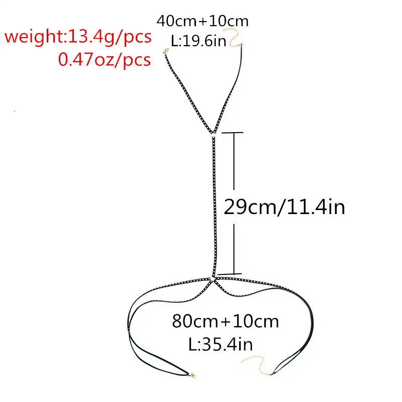 Сексуальная цепочка для тела на талию бархатная лента с заклепками Бюстгальтер Бикини Пляж V крест ожерелье жгут Холтер Панк ювелирные изделия для женщин