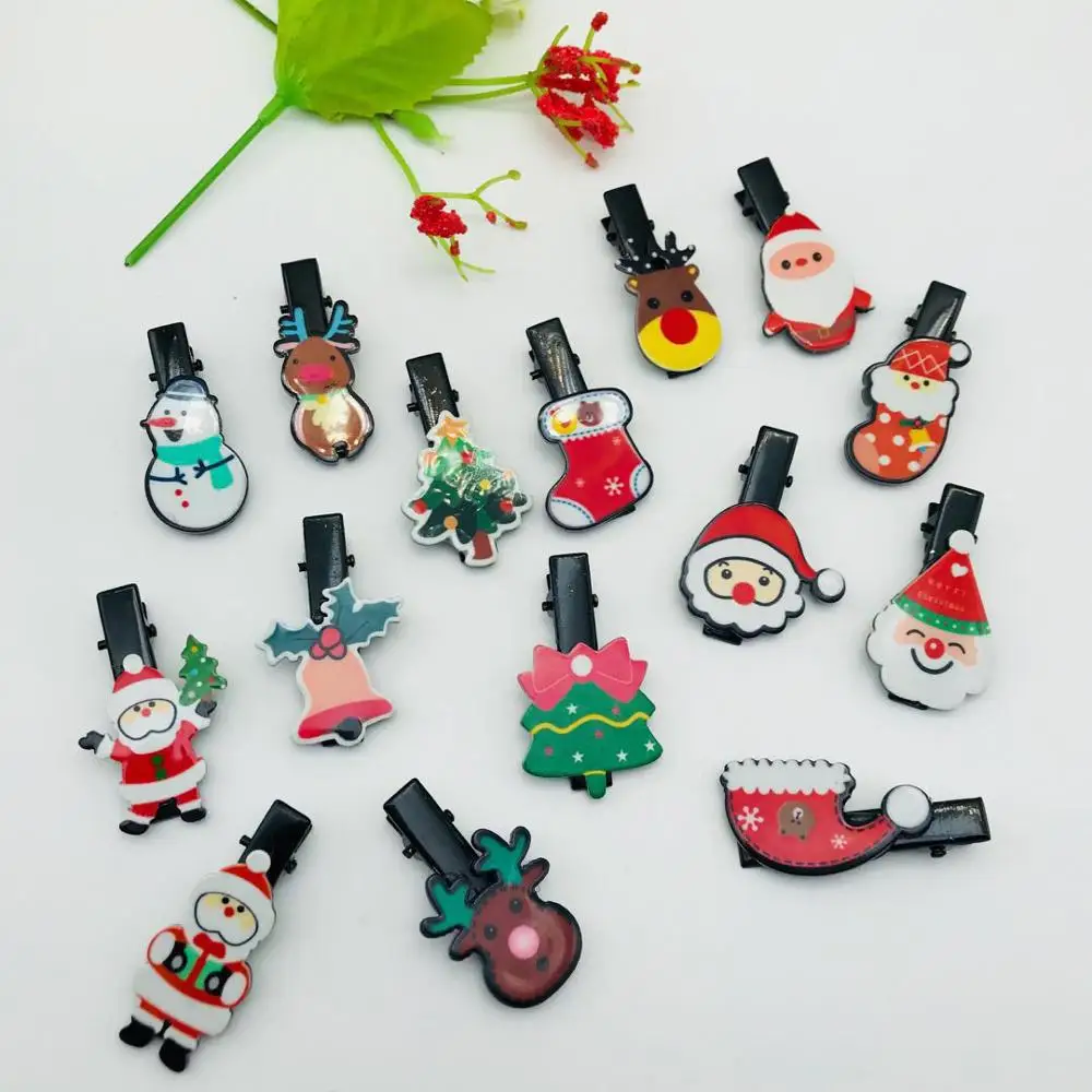 50 Pcs Christmas Santa Claus Puppy Dog Cat Hair Bows Clips Holiday Party Pet Dog Cat Hair Accessories Pet Grooming Hairpins