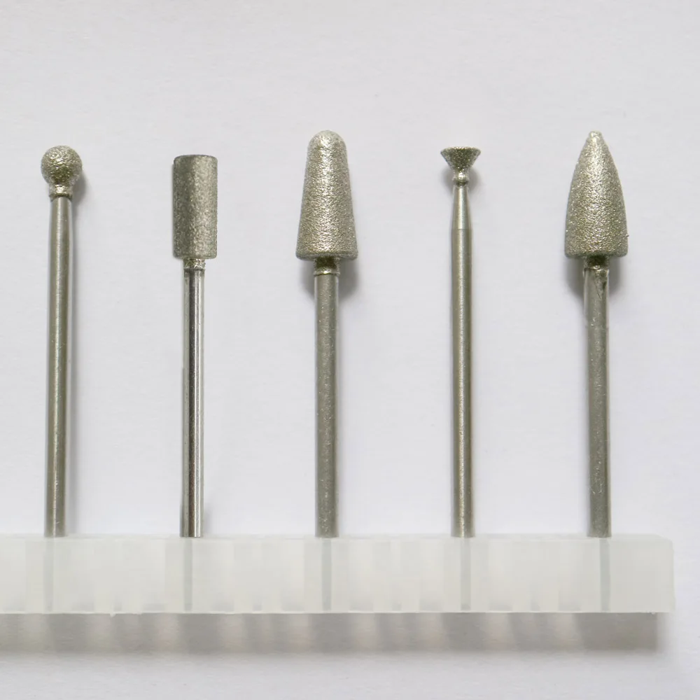 10pcs mix model dental lab 2.35mm shank HP diamond burs Diamond grinding head Denture jade Emerald polishing