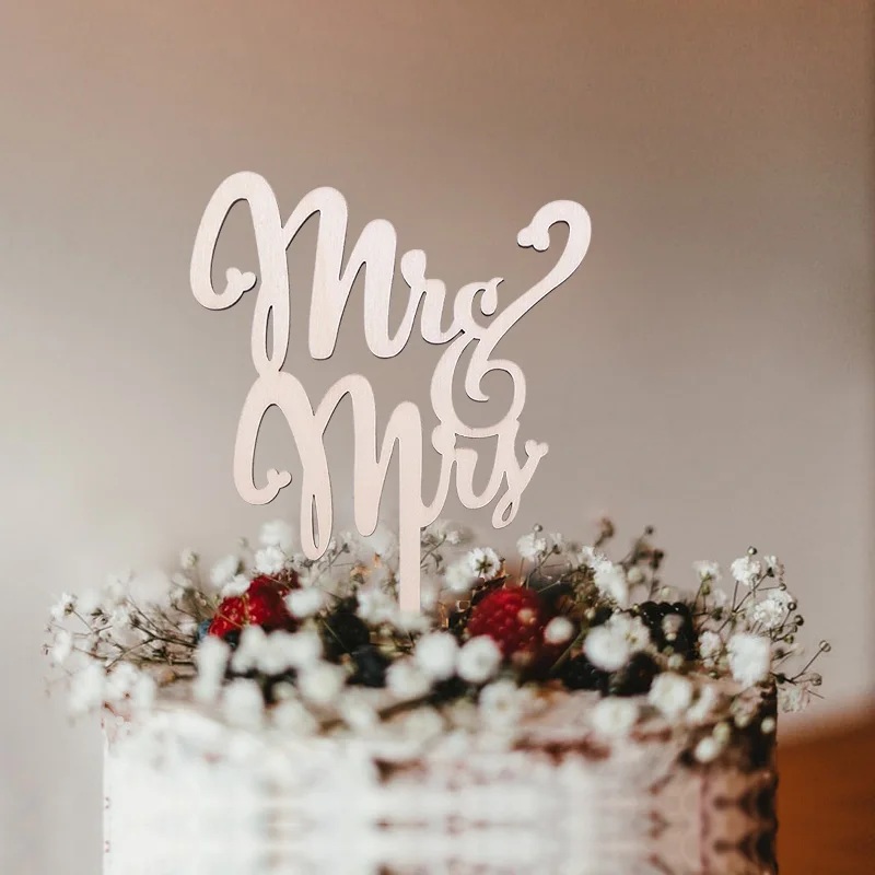 Деревенская свадьба, дерево Топпер для торта Mr And Mrs парные Цветочные фигурки Свадебный Торт Топперы Жених и невеста персонализированные украшения для торта - Цвет: B02 mr mrs