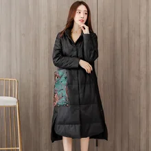 Зимние черные с принтом теплые толстые кожаные куртки женские длинные овчины белая утка вниз пальто мода высокое качество натуральный мех пальто