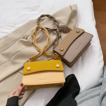 

Luxury Soft Leather Crossbody Shoulder Bag Fashion Panelled Designer Small Square Bags For Women 2020 Top Quality Bolsa Feminina