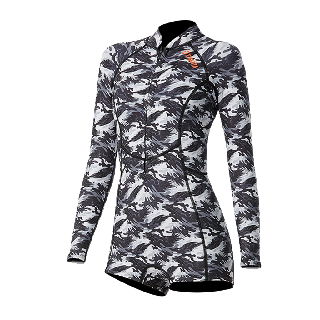 Women 1 Piece Wetsuit Front Zip Long Sleeve Diving Swimwear Women's Full Body Scuba Surfing Diving Wetsuits