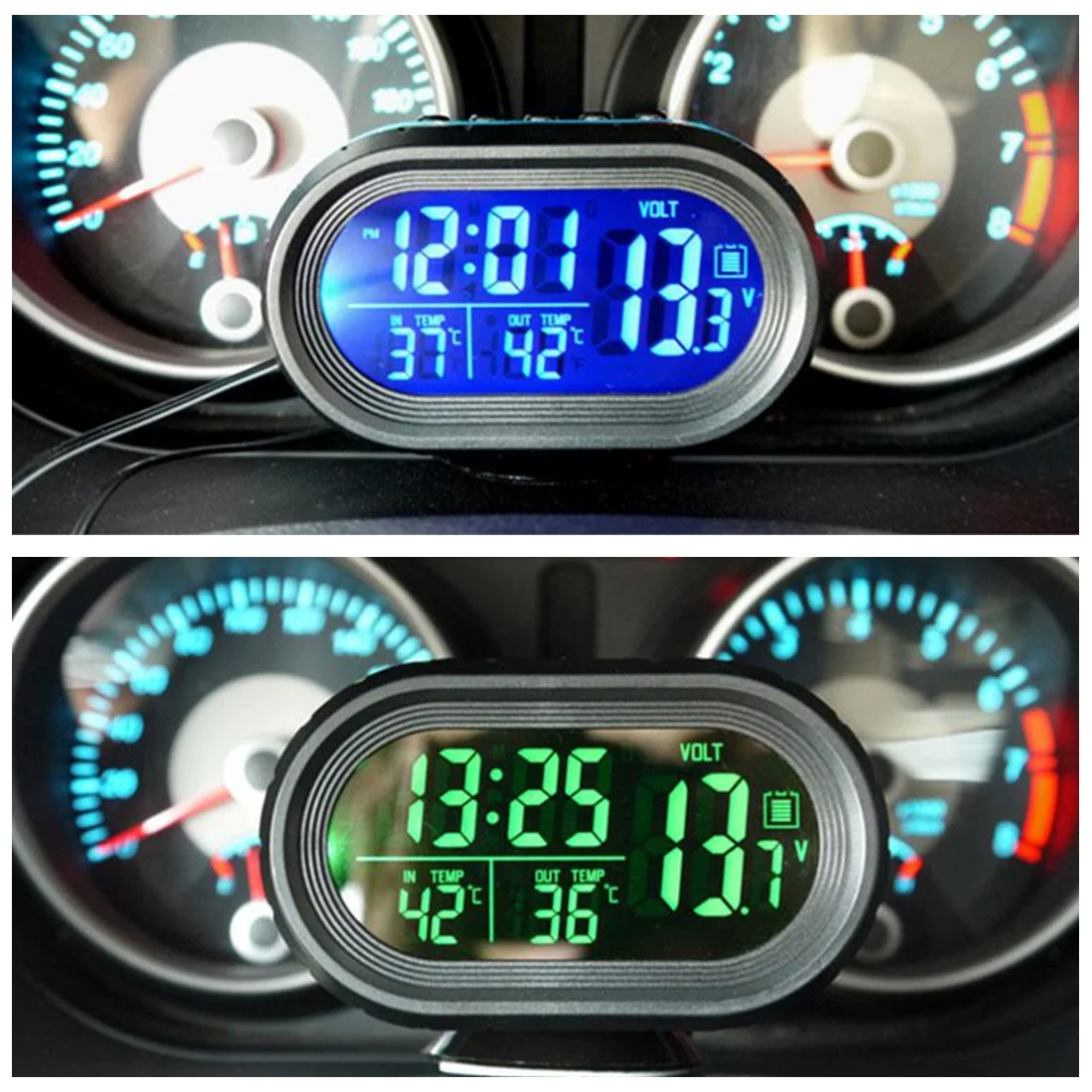 

Multi-function Auto Digital Car Thermometer Car Thermometer 3 in 1 Automobile Clock LED Electronic Clock Voltmeter Voltage Teste