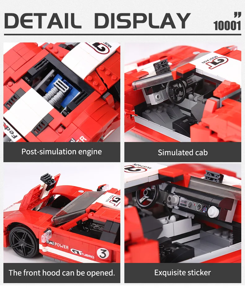 MOULD KING 10001 Red Phanton Ford GT Racing Car