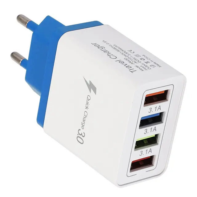 EU/US Plug USB Charger Quick Charge 3.0 For Phone Adapter for Huawei Mate 30 Tablet Portable Wall Mobile Charger Fast Charger Navy blue