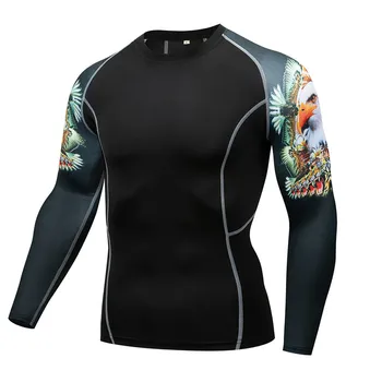 

Compression Shirt Men Layer Base Long Sleeves Summer 3D Print Tights Thermal Skin Under MMA Rashguard Man T Shirt
