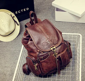 

Backpacks Womens Casual Style Lightweight Cloth PU Leather School Bag Travel Daypack Medium Purse Bag