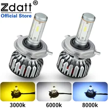 Zdatt Csp H7 светодиодный фары H4 H11 лампы для автомобилей с напряжением 12V ходовые огни 3000K 6000 К 8000 9005 9006 100W 12000Lm Canbus противотуманные фары