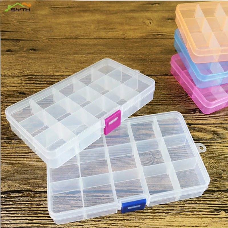 

Practical Jewelry Storage Adjustable Plastic Compartment Storage Box Jewelry Earrings Box Cover Container Storage Box Five Color