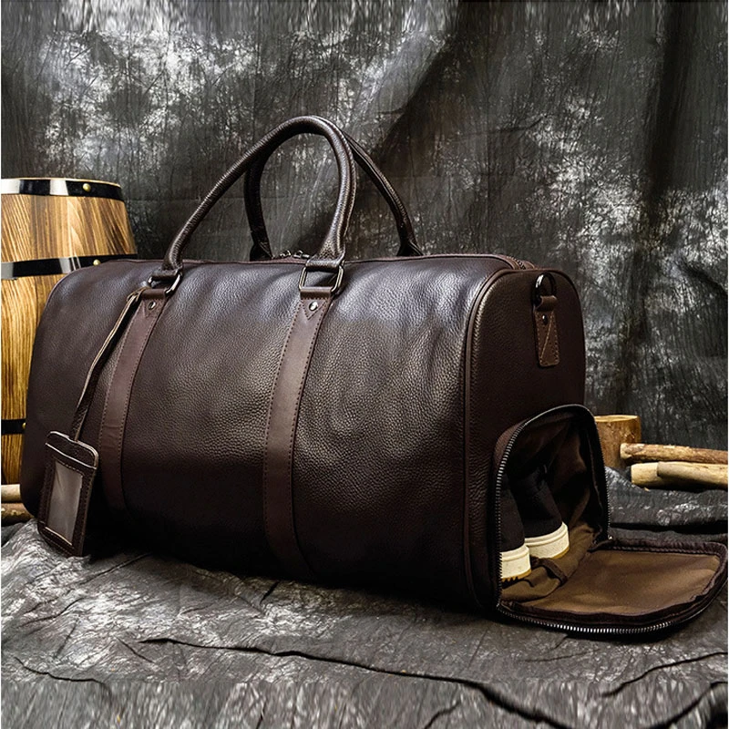 apaciguar microondas longitud Bolsos de viaje de cuero genuino para hombre, maletas de mano impermeables  de estilo Vintage, para fin de semana, XA23ZC|Bolsas de viaje| - AliExpress