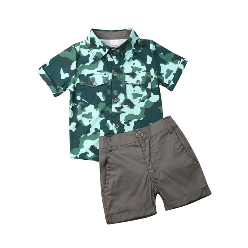 

2019 Summer Baby Boy Outfit Clothes Suit Toddler Kid Baby Boy 2 Piece Sets Short Sleeve Shirt Tops And Shorts Clothes 1-6 Yrs