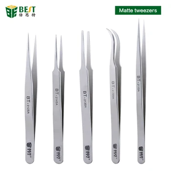 BEST-Matt Stainless Steel Eyelash Extension Tweezers – Precision Volume Lash Tool 1