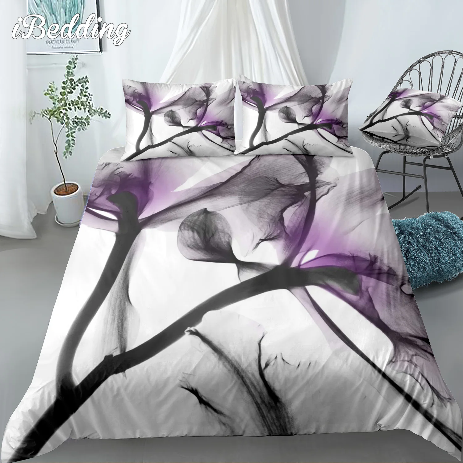 

Flowers Bedding Set 3D Printed Luxury Duvet Cover with Pillowcases 2/3pcs Women Bedroom Decor Size Twin Full Queen King