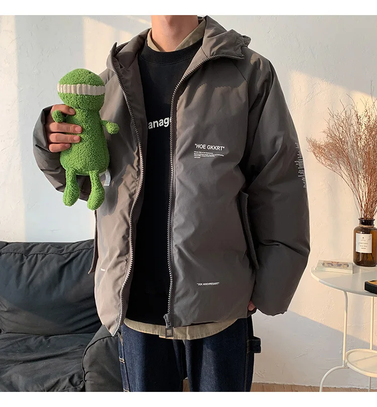 Hong Kong Style Ink Lang Workwear Cotton-padded Clothes Male STUDENT'S Warm Loose-Fit INS down Coat Online Celebrity Douyin Co