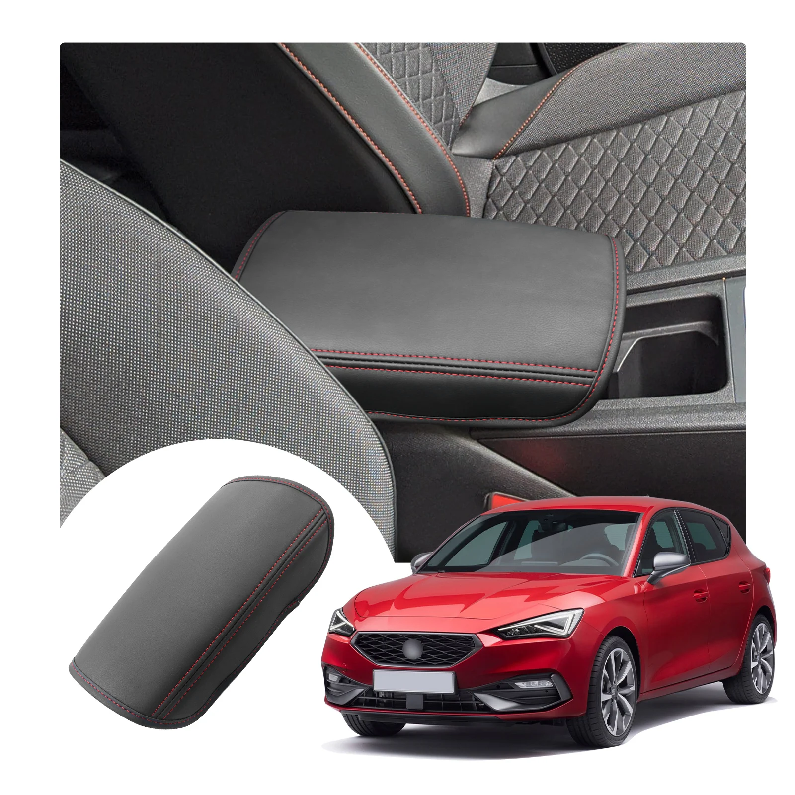  GAFAT 2020-2022 2023 Seat Leon MK4/ Cuprα Formentor Boîte de  Rangement pour Accoudoir, Nouveau 2020 Seat Leon KL FR St Organiseur de  Console Centrale (Noir)