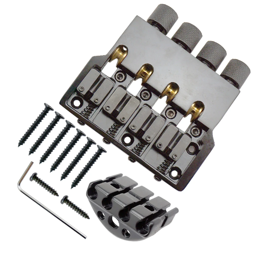 

1 Set Headless Electric Bass Iron Bridge Nut Musical Instrument Parts Black 3.81 x 3.76inch