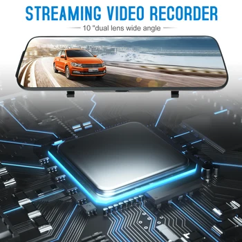 

10In Full Touch Screen DVR Rearview Camera Streaming Video Recorder Double Lens Car Mirror Dash Came 1080P External GPS G-sensor