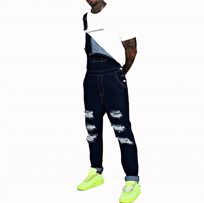 MORUANCLE Для мужчин модная марка NEW Fashion Hi Street разрушенная деним Комбинезон с отверстиями уличная Рваные джинсы комбинезоны штаны с подтяжками S-XXXL