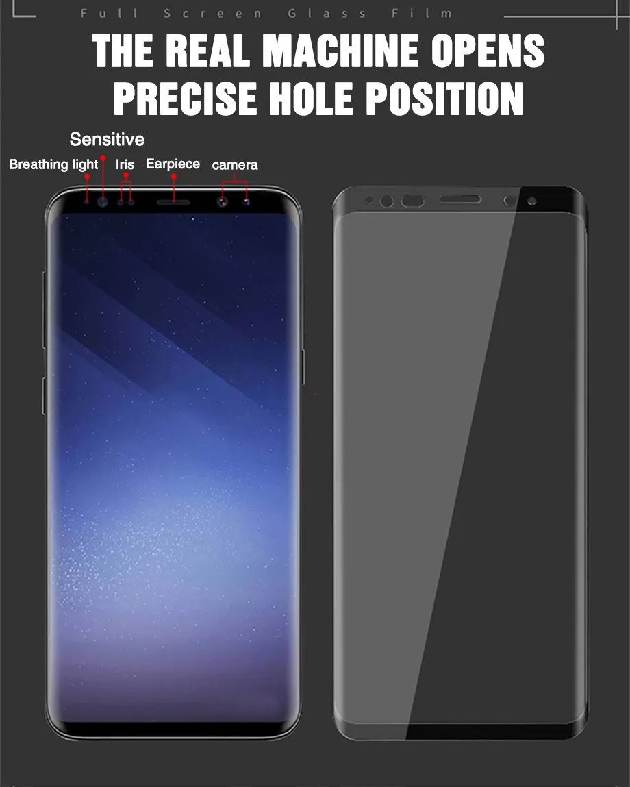 400D Full Curved Tempered Glass For Samsung Galaxy S9 S8 Plus Note 9 8 Screen Protector On Samsung S7 S6 Edge S9 Protective film