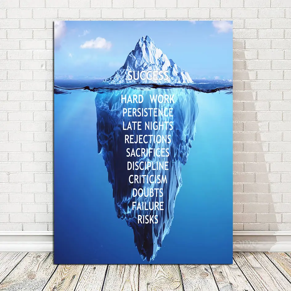 Hd Printed 1 Piece Canvas Inspirational Success Quote Poster Ice Mountain Underwater Painting Motivational | Дом и сад