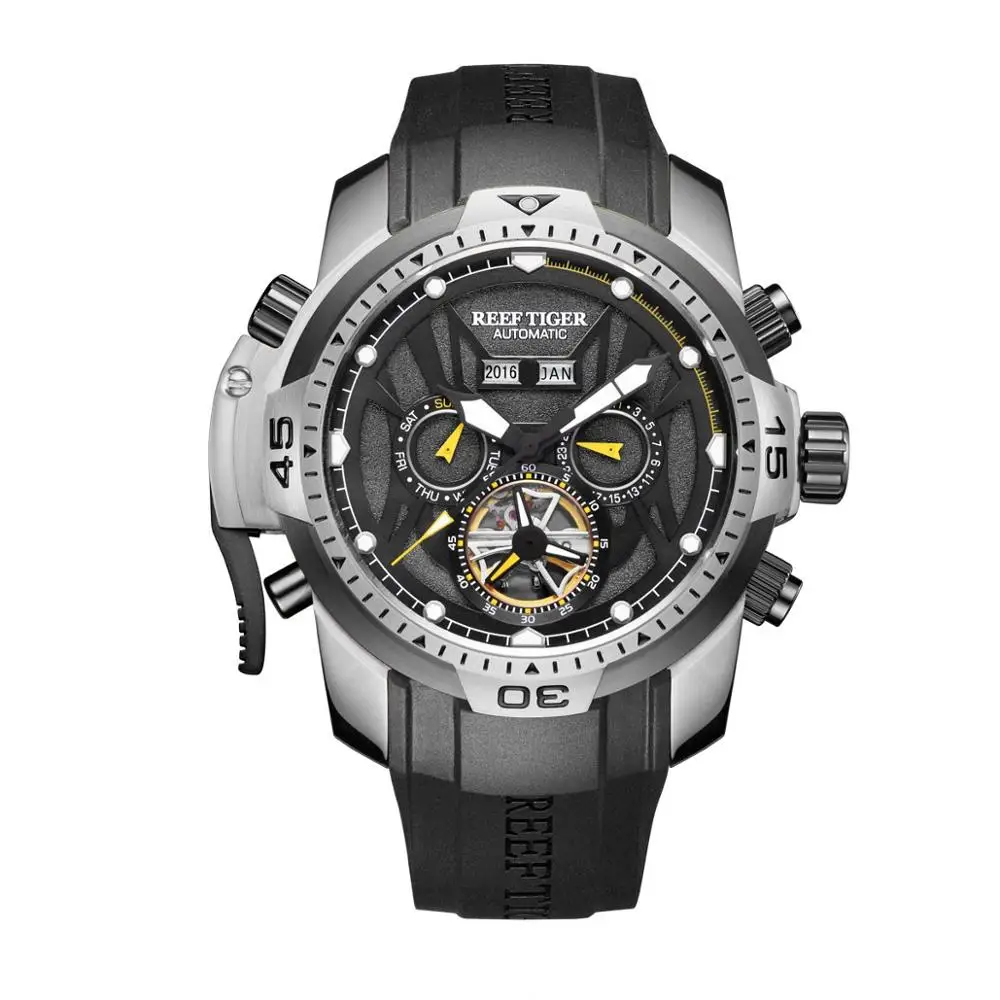 Мужские спортивные Автоматические наручные часы мужские механические Reef Tiger