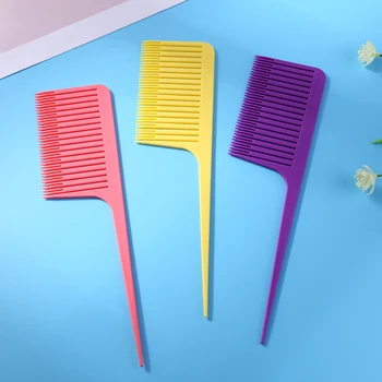 

1PC Professional Plastic One-Way Hair Dyeing Tail Comb Colorful Salon Hairdressing Styling Highlighting Sectioning Brush