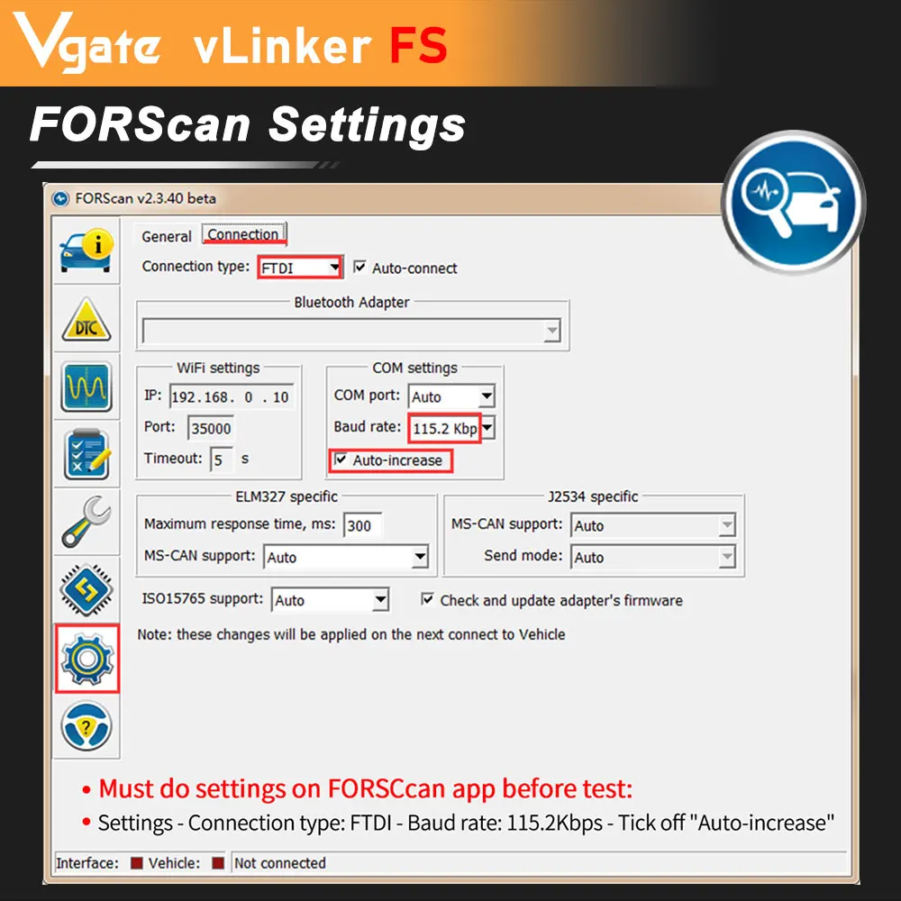 Vgate vLinker FS ELM327 For Ford FORScan HS/MS-CAN ELM 327 OBD 2 OBD2 Car Diagnostic Scanner Interface Tools OBDII For Mazda portable car battery charger