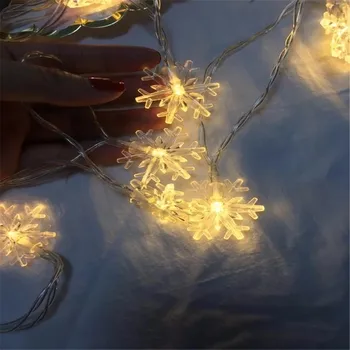 

LED Garland Holiday Snowflakes String Fairy Lights Battery Powered Hanging Ornaments Christmas Tree Party Home Decor