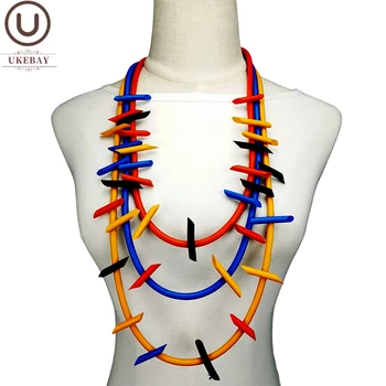 

UKEBAY New Pendant Necklaces Multicolor Sweater Chains Women Rubber Necklace Boho Jewelry Handmade Original Necklace Accessories
