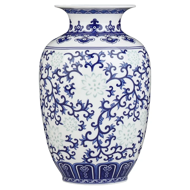 Jingdezhen Rice-pattern Porcelain Chinese Vase Antique Blue-and-white Bone China Decorated Ceramic Vase 1