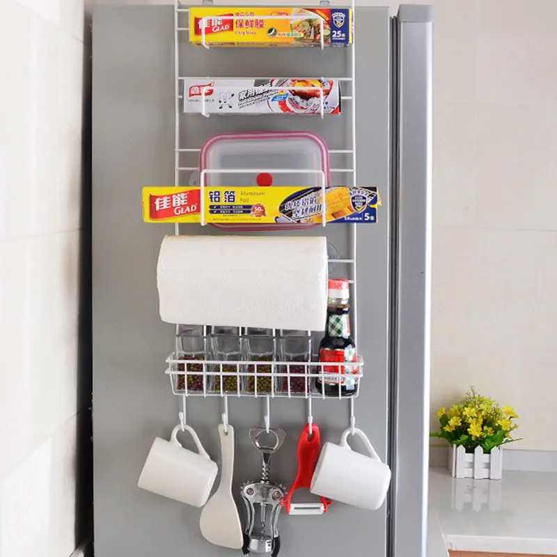 Многофункциональные кухонные принадлежности Органайзер Бытовая стойка для холодильника боковая полка боковой держатель многослойное хранение холодильника