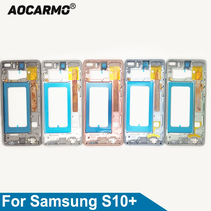 Aocarmo Per Samsung Galaxy S10 Plus S10 + G9750 Cornice Centrale Cornice Cornice Cornice Con Pulsanti Parti Di Ricambio