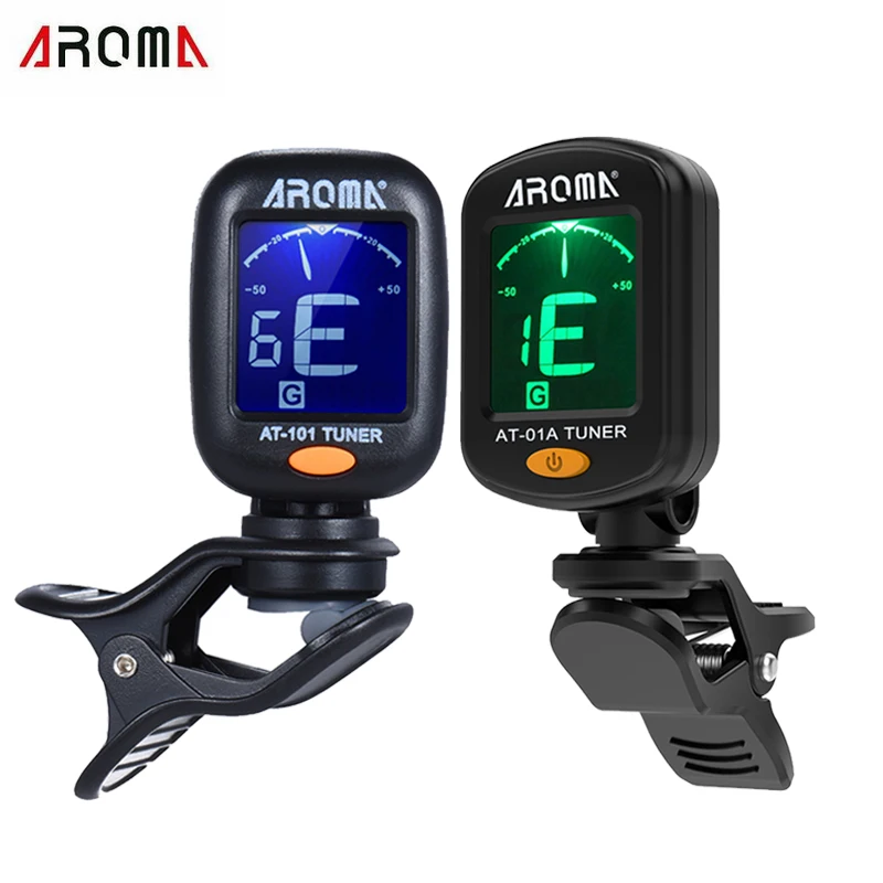 AROMA AT-01A/101 Guitar Tuner Foldable Rotatable Clip-on Tuner High Sensitivity for Bass