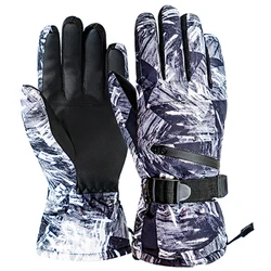 Winter New PU Leather Non-slip Touch Screen Waterproof Motorcycle Cycling Fleece Warm Snow Gloves Winter Gloves for Men Unisex