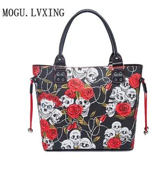 

MOGU.LVXING brand handbag 2019 new European and American style rose flower canvas bag Foreign trade women's handbag