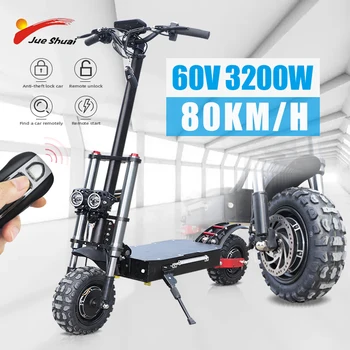 

Electric Scooter 60v Foldable Adult 3200W 80KM/H Powerful 11Inch Off Road Fat Tire Dual Motors E Scooter