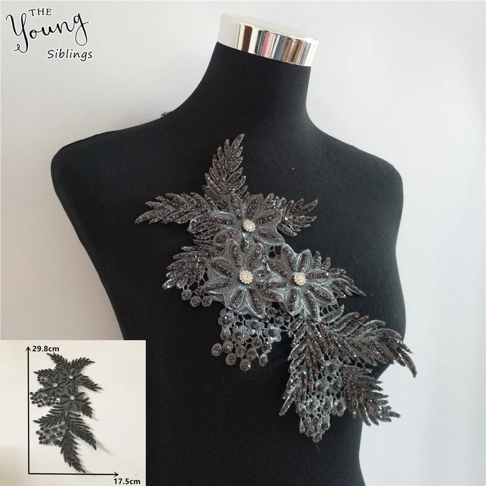 Высококачественный кружевной воротник с вышивкой 3D Цветочный вырез стразы