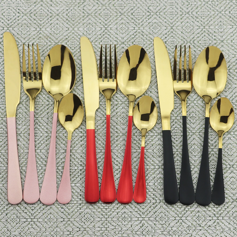 

24pcs Gold Cutlery Set 18/10 Stainless Steel Flatware Set Tableware Set Fork Knife Spoon Dinnerware Set Kitchen Silverware Set