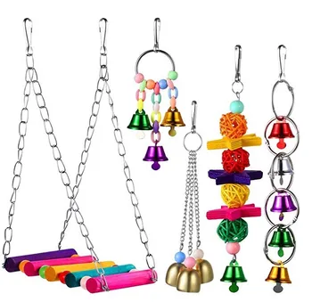 

Parrot Bite Toy Bird Toy Set Bell String Swing Vine Bal String of 5-Piece Set