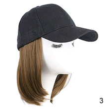 2-в-1 Бейсбол шапка с париком покрой Боб волос Syntheitic шапочка для волос для Для женщин летом MH88